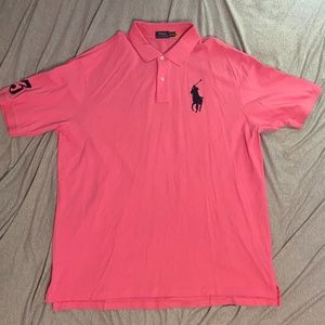 POLO RALPH LAUREN MENS PRE OWNED 2-BUTTON BIG PONY MESH SHIRT PINK 3XLT